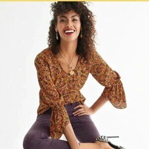 Cabi Burnished Autumn Floral Blouse Size Medium- Boho Autumn